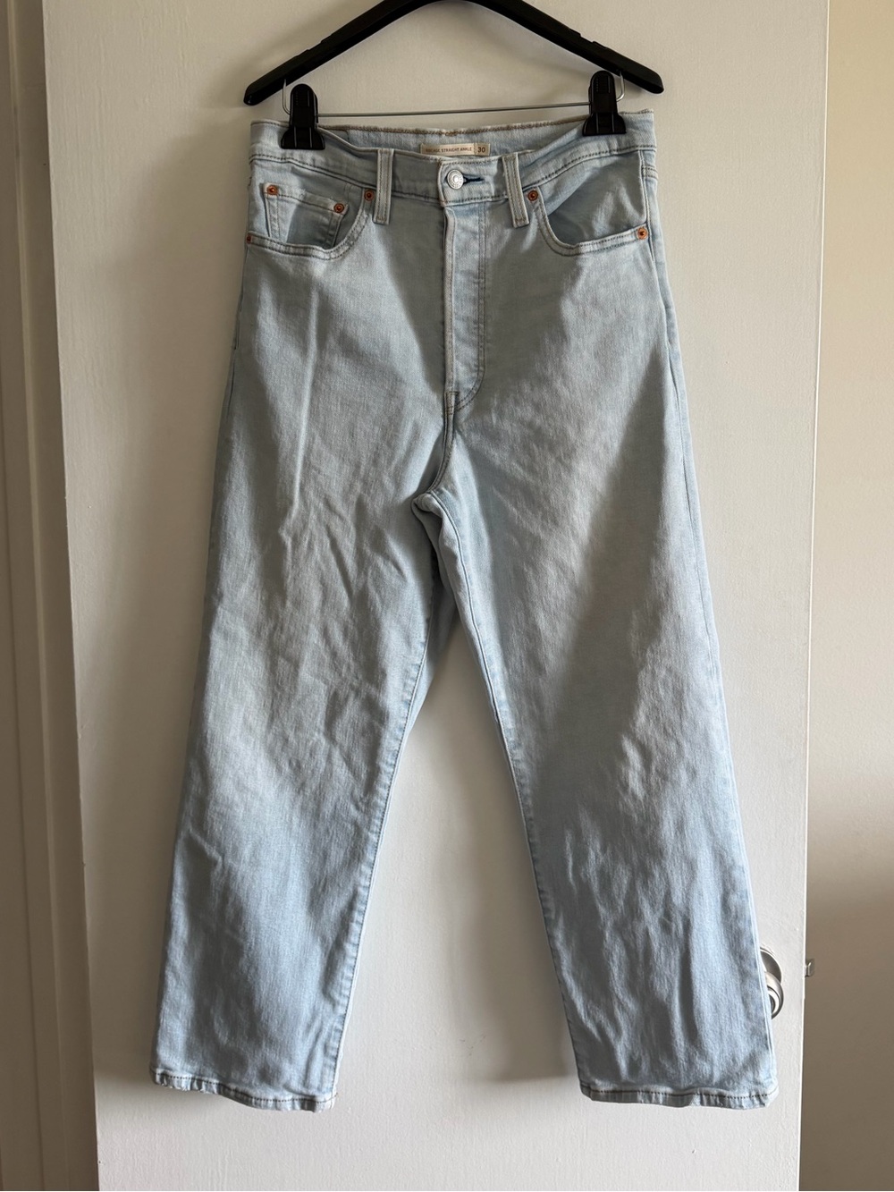 Levi's Light Wash Ribcage Straight Ankle Denim Button Jeans size 30 EUC